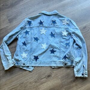 Light Blue Star Patch Denim Jacket - Women